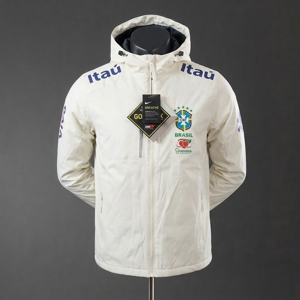 Brazilië Witte Windbreaker Jacket – Dik