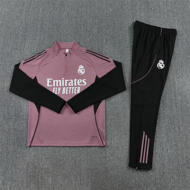 25/26 Real Madrid Roze Zwart Trainingspak
