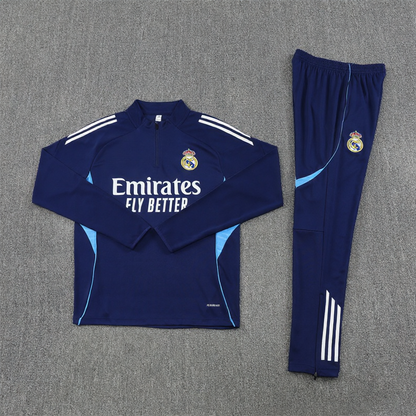 25/26 Real Madrid Donkerblauw Wit Trainingspak