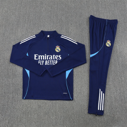 25/26 Real Madrid Donkerblauw Wit Trainingspak