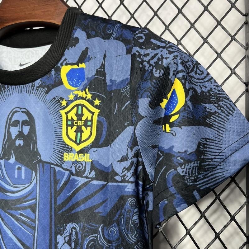 Brazil ‚ÄùJesus‚Äù Blue Limited Jersey Kids Size