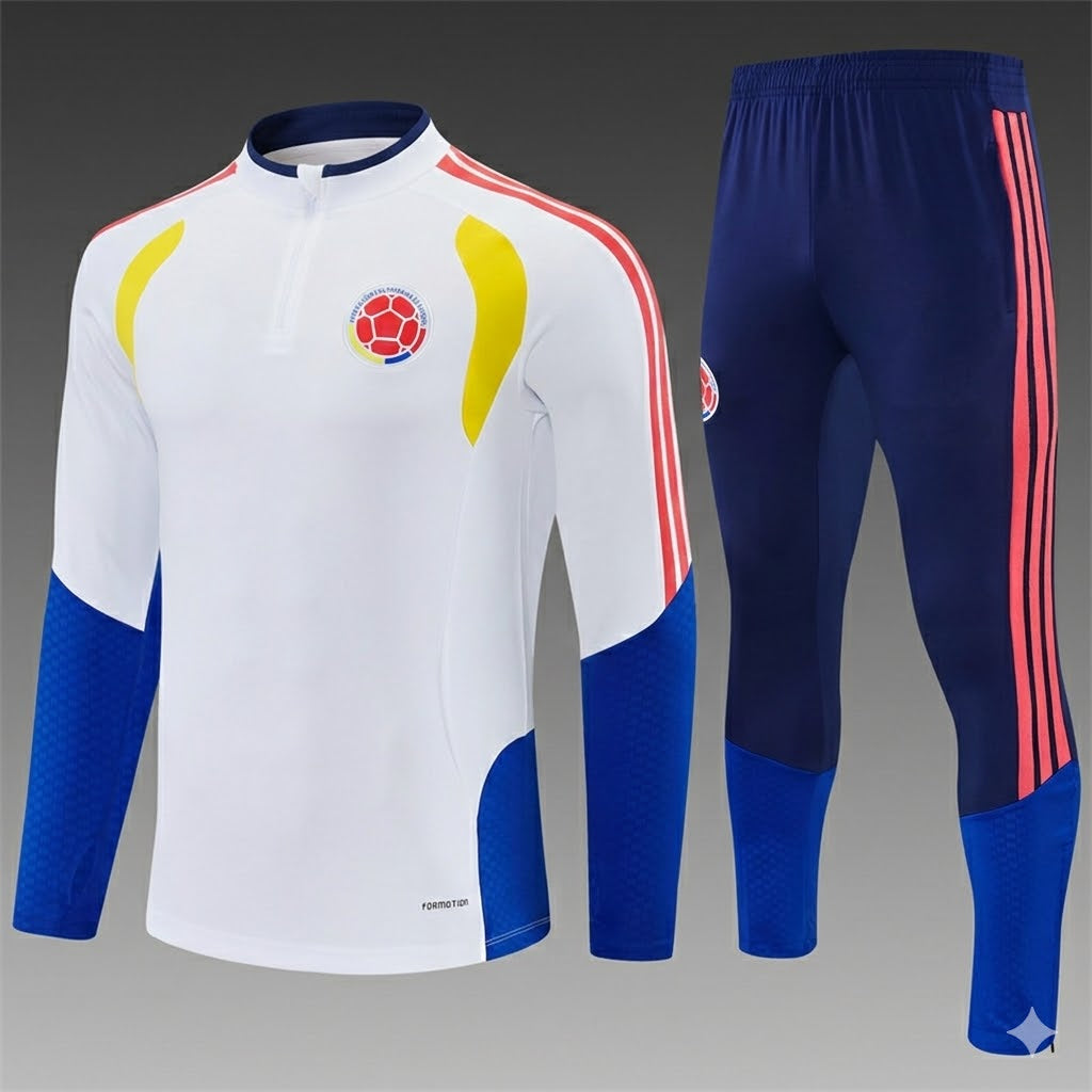 25/26 Colombia Wit Donkerblauw Trainingspak